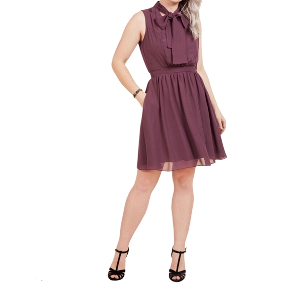 MODCLOTH Give it Timeless A-Line Aubergine Dress S - Picture 16 of 16